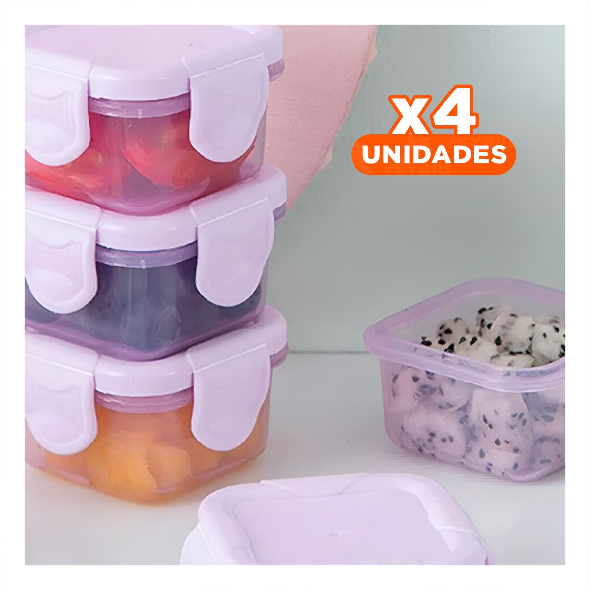 PACK4 CAJAS MINI CON SEGURO 4 PIEZAS MULTICOLOR 6,2X4CM PARA COCINA Y+REGALO STICKER - 1