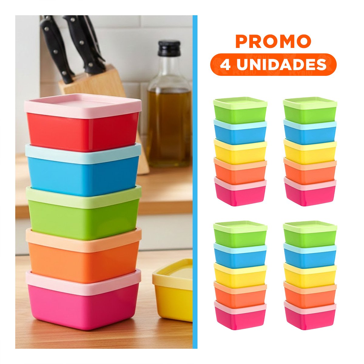 PACK4 CONTENEDORES MINI 6 PIEZAS CON TAPAS MULTICOLOR 6X3,5CM PARA TRANSPORTE FÁCIL - 1