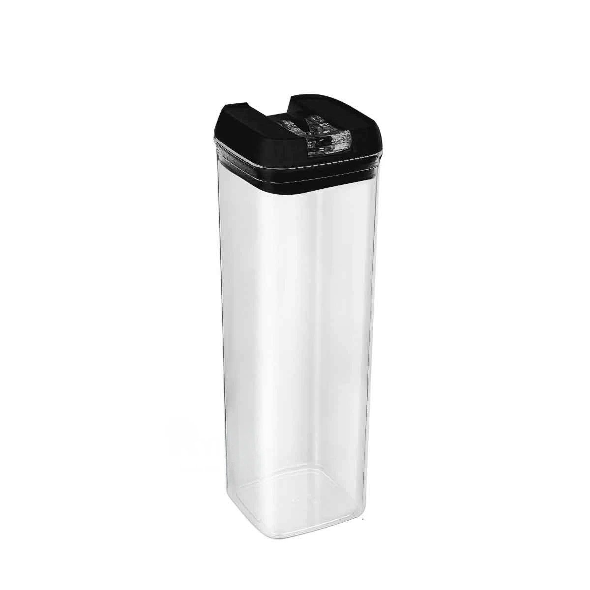 PACK2 TARRO ACRILICO ORGANIZADOR DESPENSA TAPA PALANCA NEGRO 1900ML Y+REGALO STICKER - 2