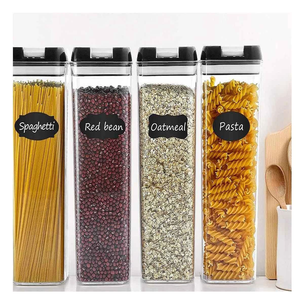 PACK2 TARRO ACRILICO ORGANIZADOR DESPENSA TAPA PALANCA NEGRO 1900ML Y+REGALO STICKER - 5