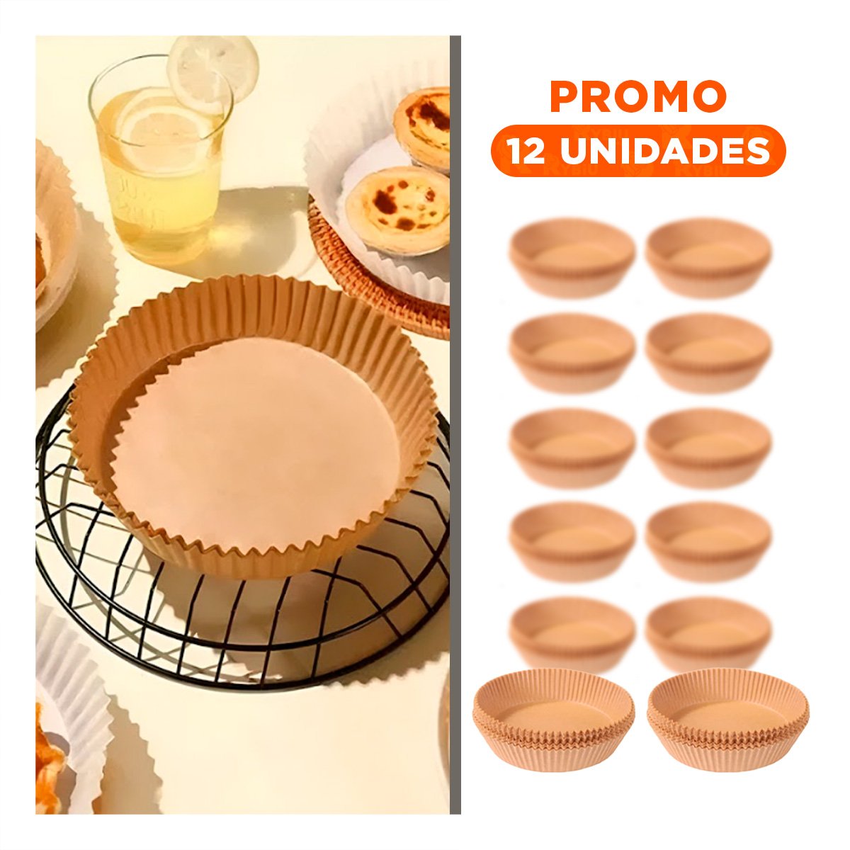 PACK12 FORROS EN PAPEL COLOR MADERA PARA FREIDORA DE AIRE 100UNID USO DIARIO - 1