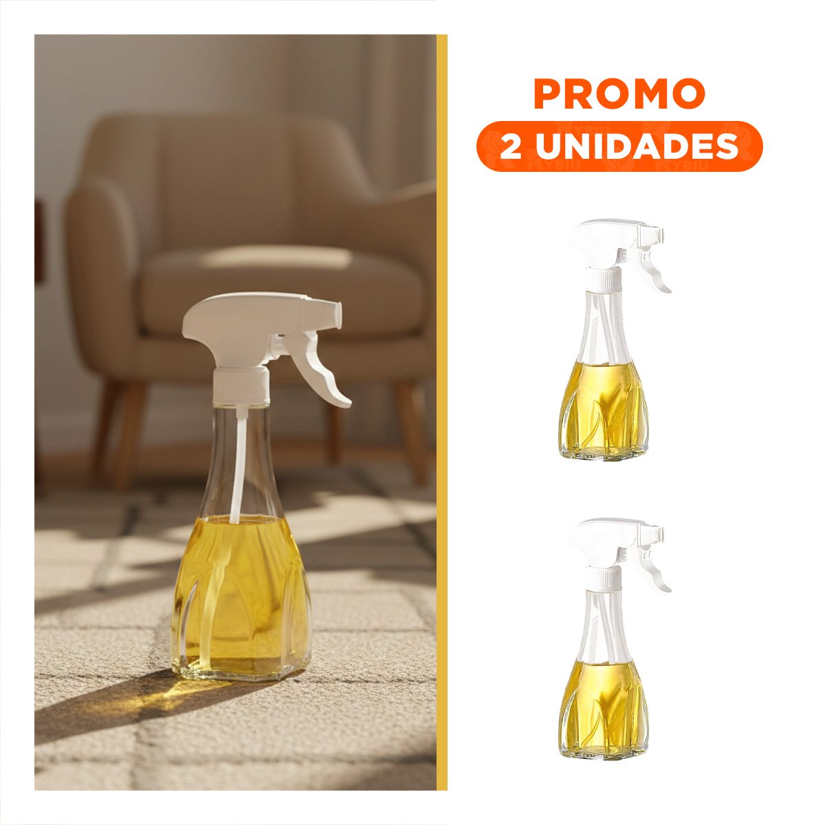PACK2 BOTELLA PARA ACEITE SPRAY 240ML BLANCO COMODA Y PRACTICA PARA COCINAR YREGALO STICKER - 1