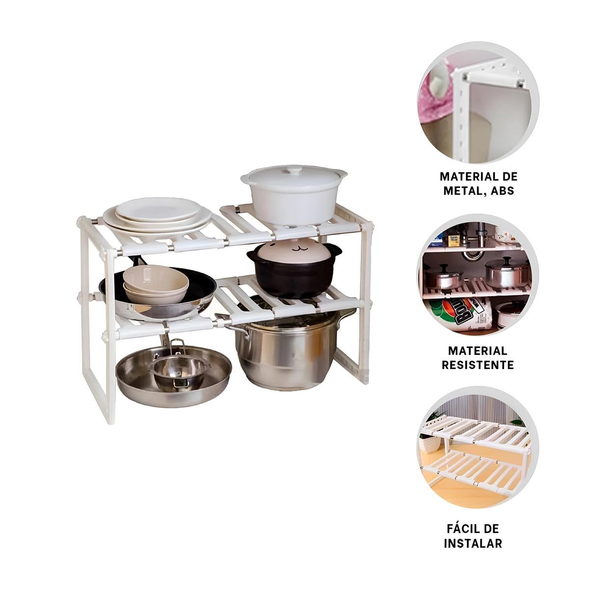 ESTANTE DE COCINA BLANCO CON NIVELES PARA FRASCOS DE ESPECIAS Y+PAPEL REGALO - 5