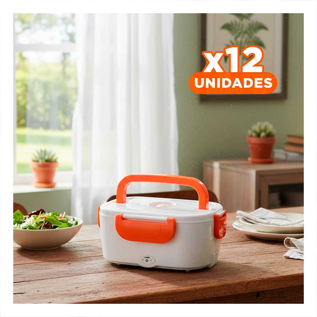 PACK12 CUBETA ELECTRICA PARA MANTENER COMIDA LISTA PARA SERVIR NARANJA YPAPEL REGALO - 1
