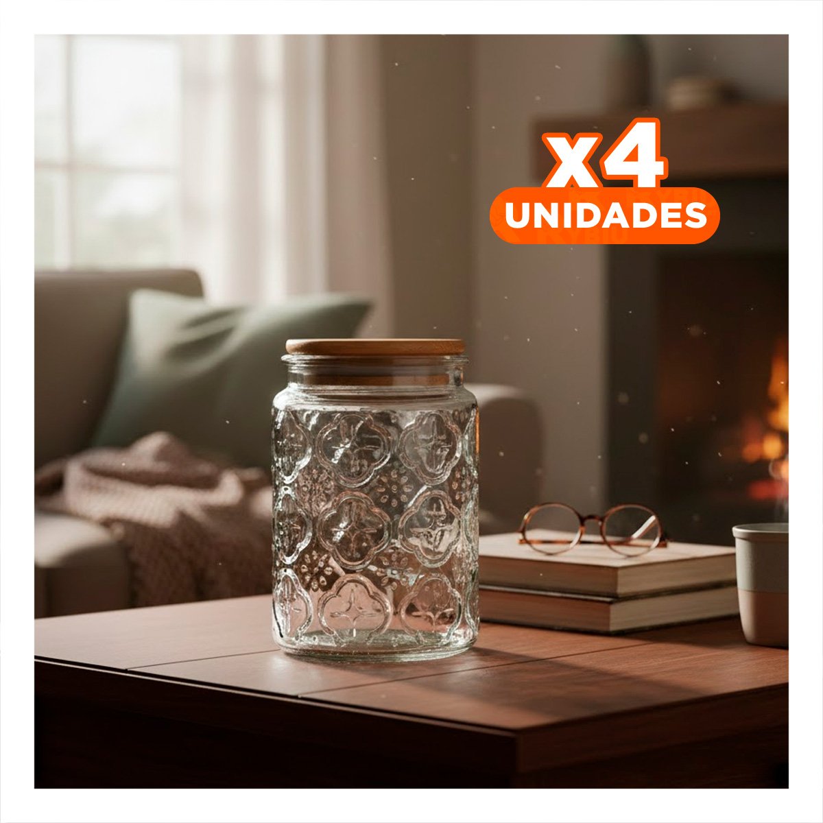 PACK4 CONSERVADOR DE VIDRIO CON TAPA Y FLORES PARA DULCES Y BOTANAS YREGALO STICKER - 1