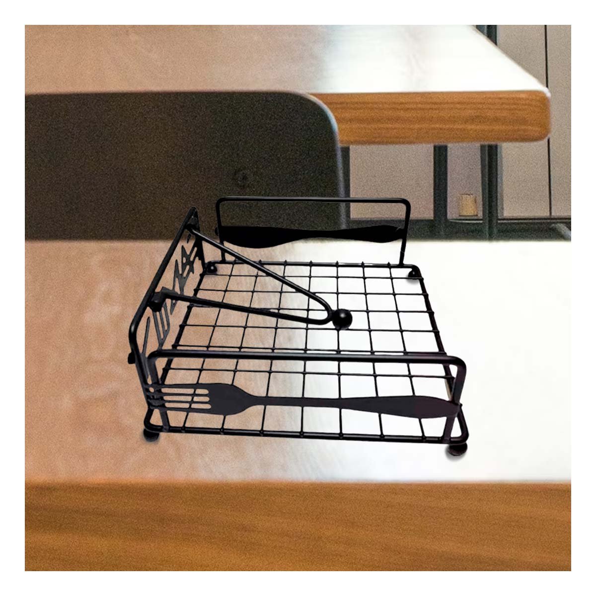 SERVILLETERO NEGRO EN ACERO INOXIDABLE CON BASE ESTABLE PARA MESA Y USO DIARIO EN COCINA - 3