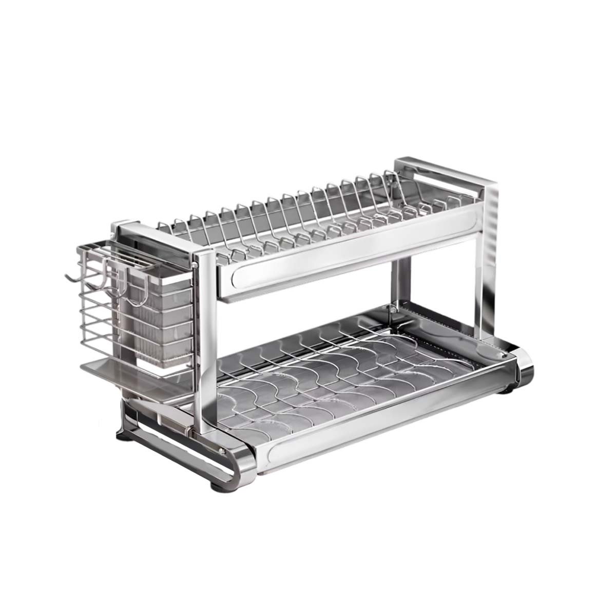 ESCURRIDOR MULTIFUNCIONAL COCINA 2 NIVELES CON ACERO RESISTENTE PLATEADO YLIGAS REGALO - 5