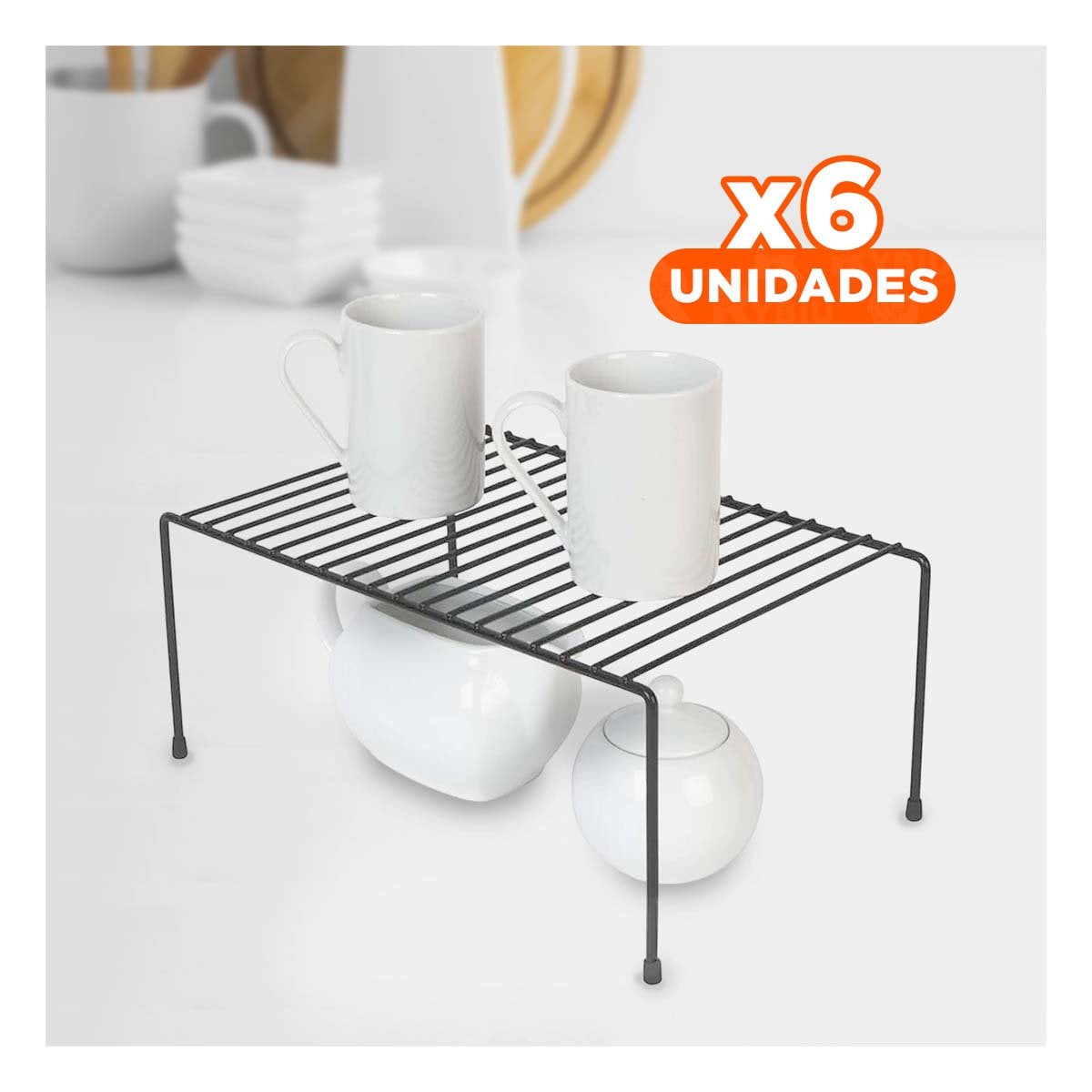 PACK6 SEPARADOR DOMESTICO EXPANDIBLE NEGRO CON SOPORTE DE 4 PATAS METALICAS Y+PAPEL REGALO - 1