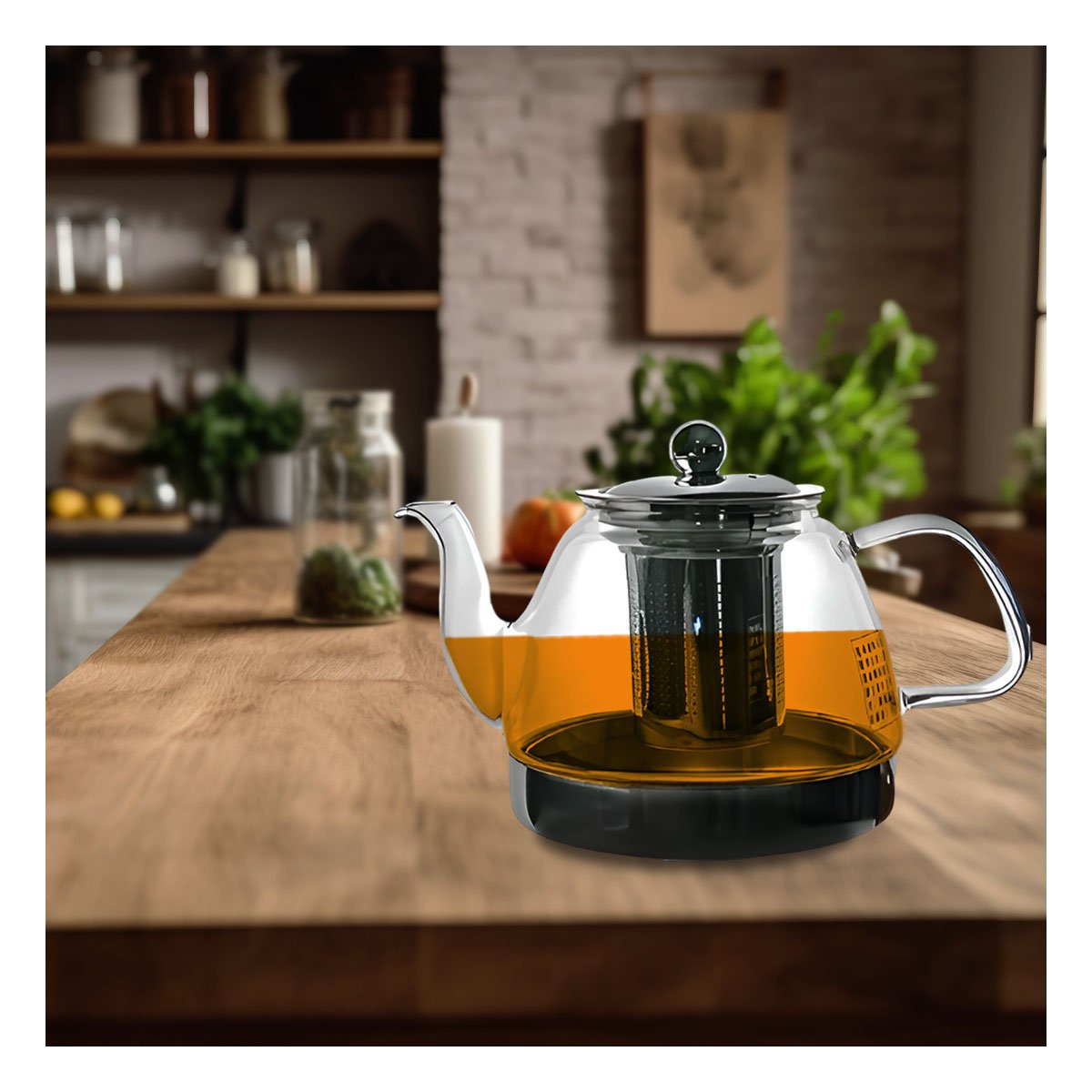 TETERA 800ML EN BOROSILICATO Y ACERO CON ACABADO DE COLOR TRANSPARENTE YPOST IT - 3