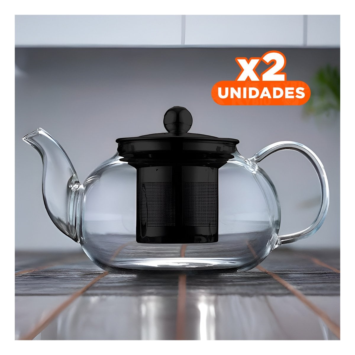 PACK2 RECIPIENTE CIRCULAR DE INFUSION 900ML TRANSPARENTE EN BOROSILICATO CON ACERO - 1