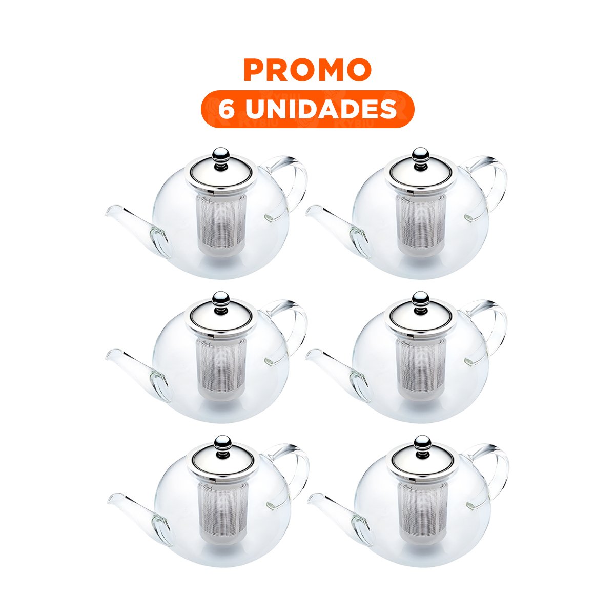 PACK6 INFUSOR CIRCULAR DE INFUSION 900ML TRANSPARENTE CON BOROSILICATO Y ACERO YREGALO STICKER - 1