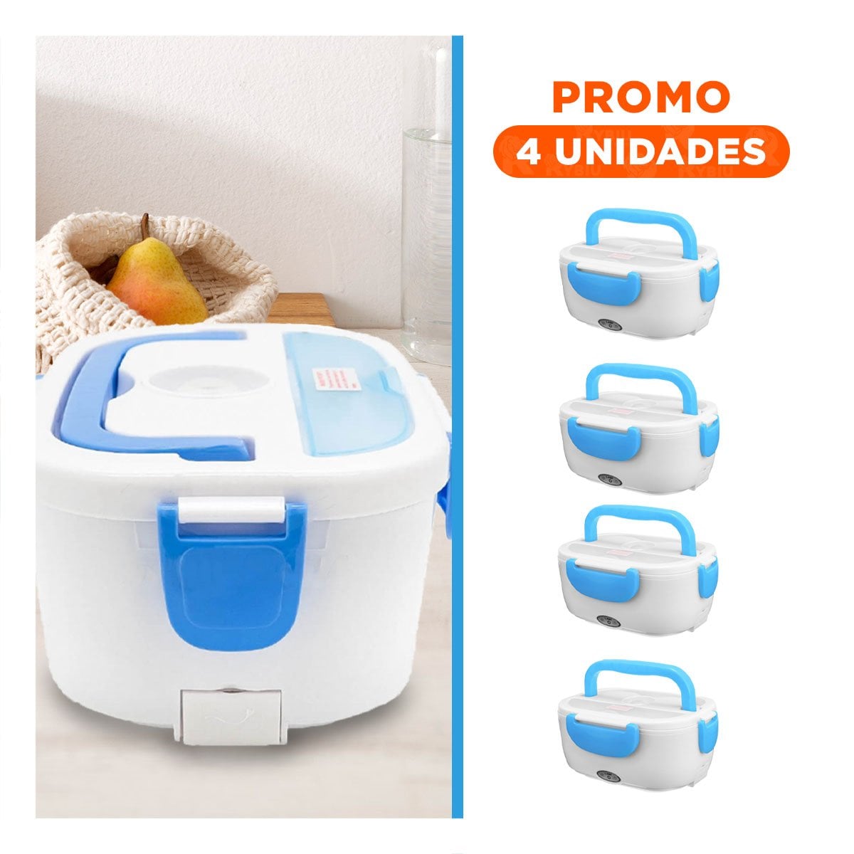 PACK4 CONTENEDOR CALENTADOR ELECTRICO PARA USO DIARIO EN HOGAR Y OFICINA CELESTE - 1