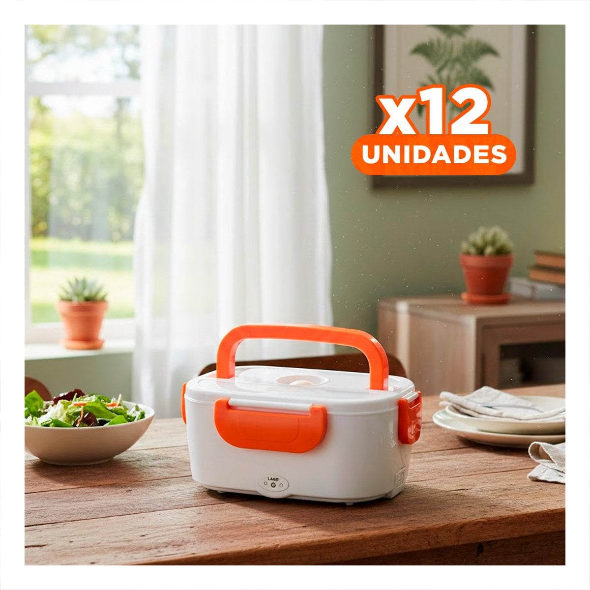 PACK12 CUBETA PORTATIL CON FUNCION DE CALENTAMIENTO PARA USO EN HOGAR NARANJA YREGALO STICKER - 1
