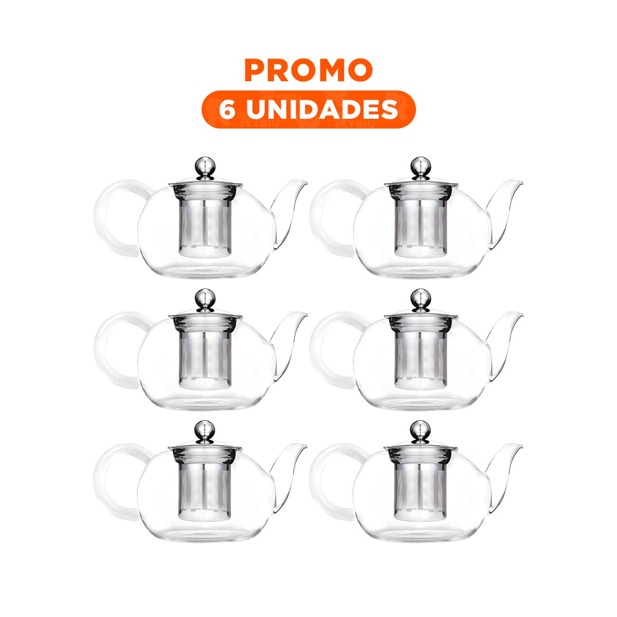 PACK6 INFUSOR CIRCULAR DE INFUSION 900ML TRANSPARENTE CON BOROSILICATO Y ACERO YREGALO STICKER - 1