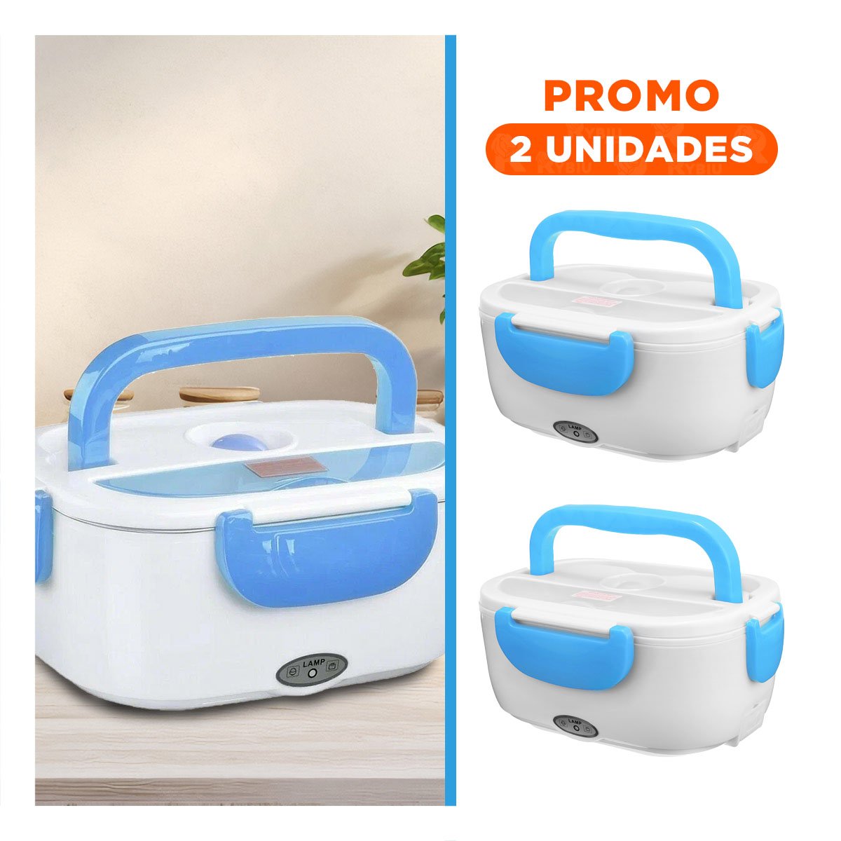 PACK2 CONTENEDOR ELECTRICO CON FUNCION AUTOMATICA Y AHORRO DE ENERGIA CELESTE YREGALO STICKER - 1