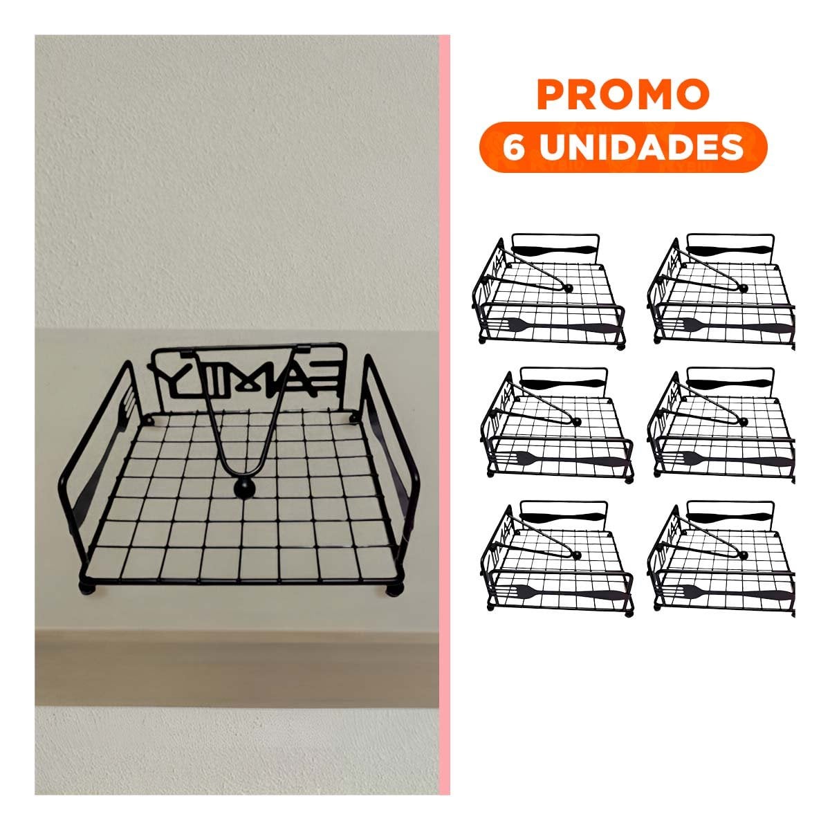PACK6 DISPENSADOR NEGRO CON IMAGEN MODERNA EN ACERO INOXIDABLE PARA COMEDOR Y+REGALO STICKER - 1