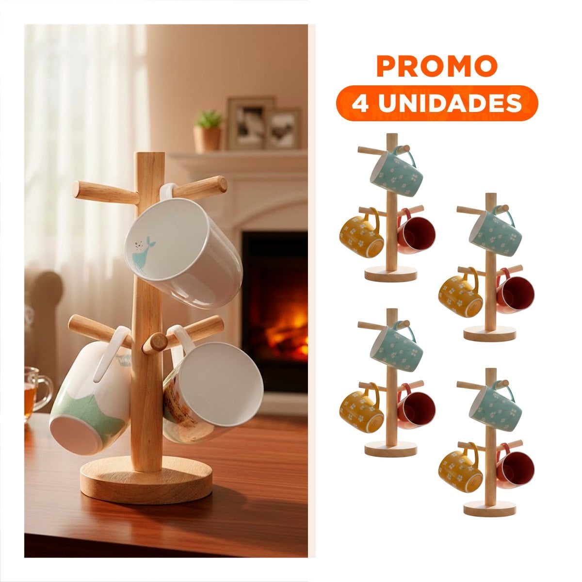 PACK4 PORTA TAZAS VERTICAL QUE APORTA ESTILO Y ORDEN A TUS 6 TAZAS - 1
