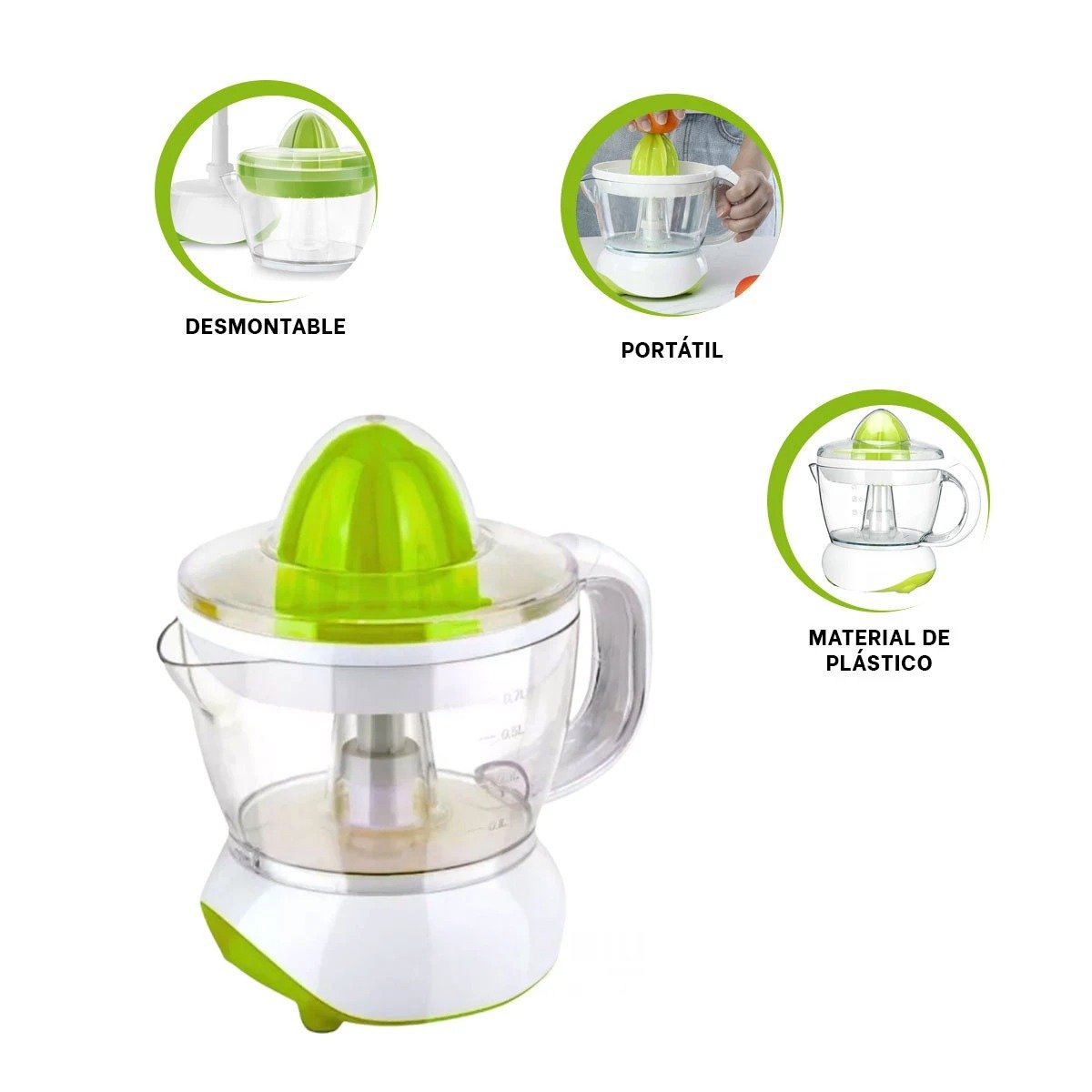 EXPRIMIDOR DE COCINA BLANCO CON VERDE PLASTICO PRACTICO PARA JUGOS Y+PAPEL REGALO - 5