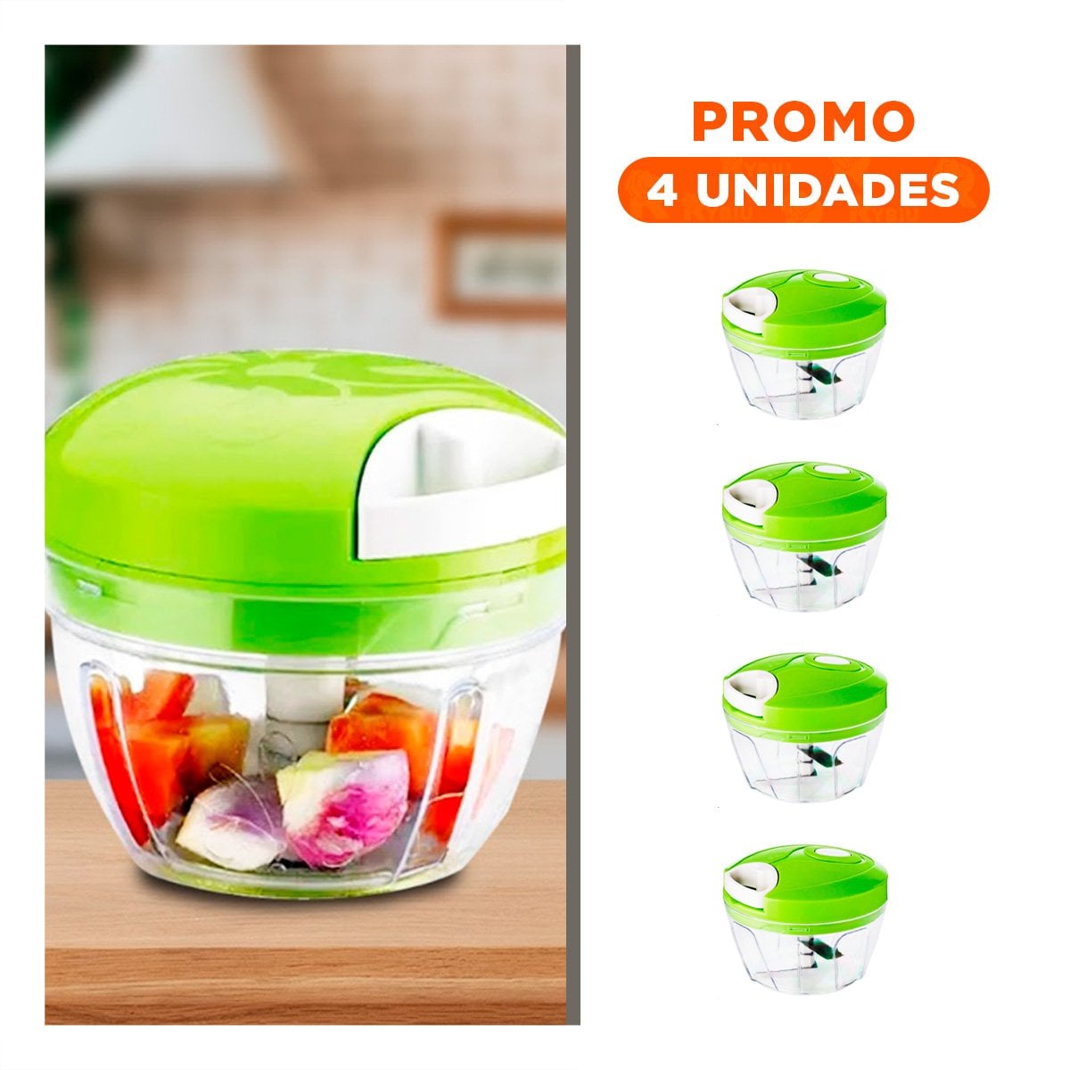 PACK4 PROCESADOR MULTIFUNCIONAL DE ACRILICO FIRME CON PITA CENTRAL Y TAPA VERDE SEGURA - 1