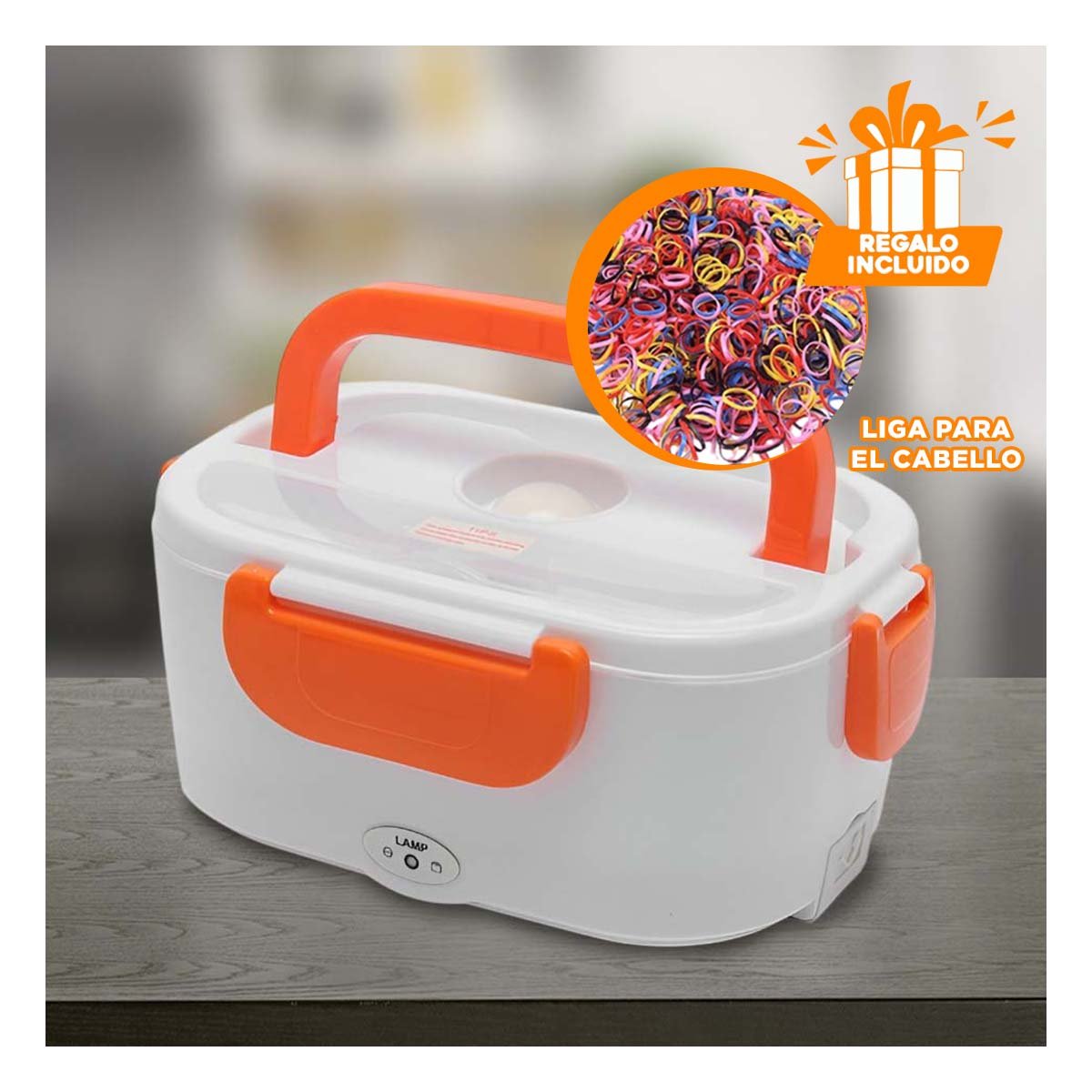 TAPER INTELIGENTE CON SISTEMA DE CALENTAMIENTO RAPIDO PARA ALIMENTOS NARANJA YLIGAS REGALO - 2