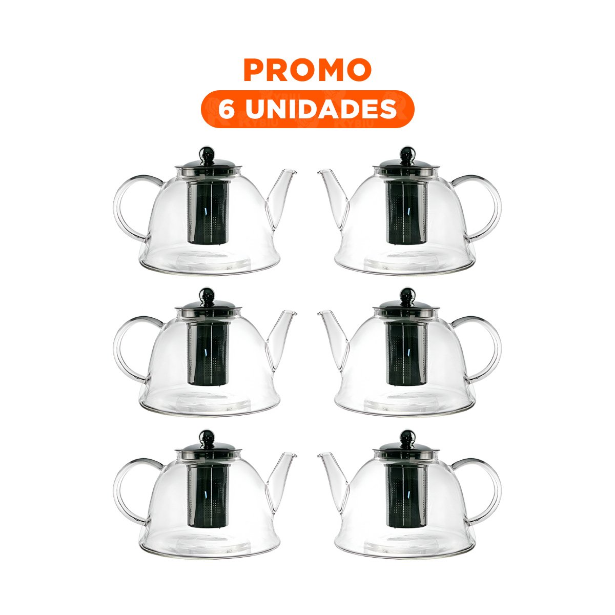 PACK6 INFUSOR DE INFUSION 1500ML COLOR TRANSPARENTE CON BOROSILICATO Y ACERO YREGALO STICKER - 1
