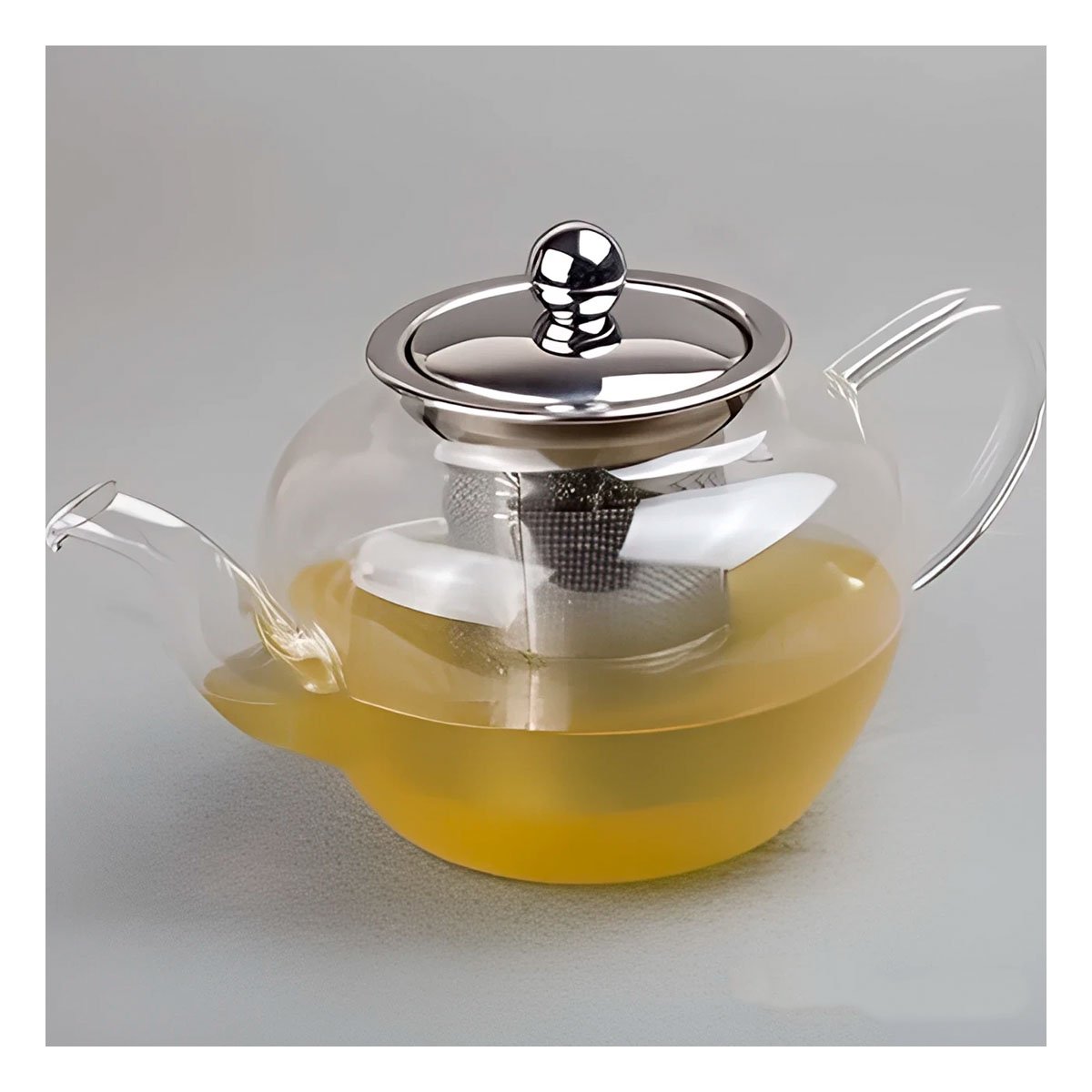 TETERA DE INFUSION 900ML TRANSPARENTE CIRCULAR CON BOROSILICATO Y ACERO YPAPEL REGALO - 1