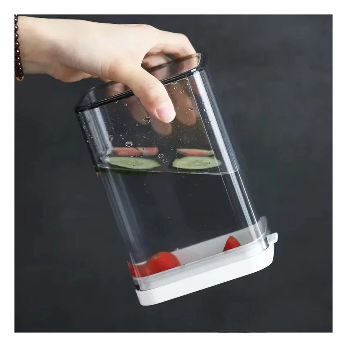 FRASCO ACRILICO ORGANIZADOR COCINA TAPA BLANCA PUNTO PLOMO 1100ML Y+POST IT - 1