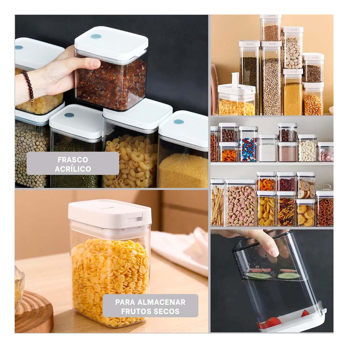 FRASCO ACRILICO ORGANIZADOR COCINA TAPA BLANCA PUNTO PLOMO 1100ML Y+POST IT - 2