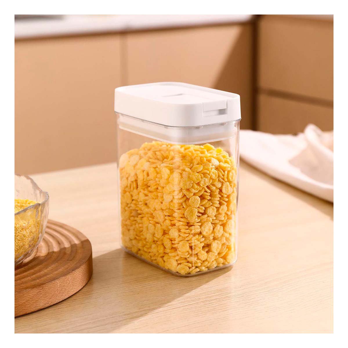 FRASCO ACRILICO ORGANIZADOR COCINA TAPA BLANCA PUNTO PLOMO 1100ML Y+POST IT - 3