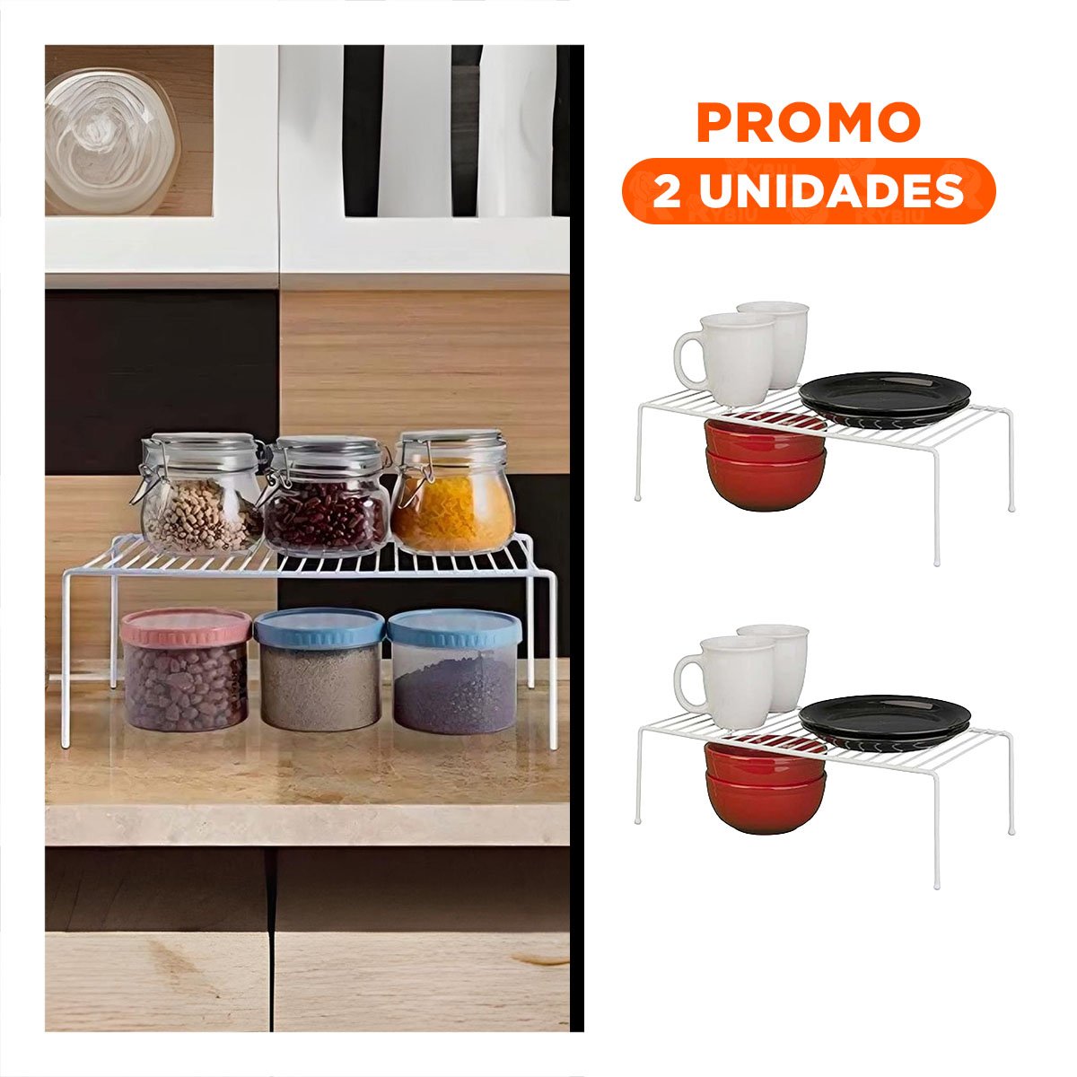 PACK2 ORGANIZADOR EXPANDIBLE BLANCO CON 4 PATAS DE METAL PARA GAVINETE Y+REGALO STICKER - 1