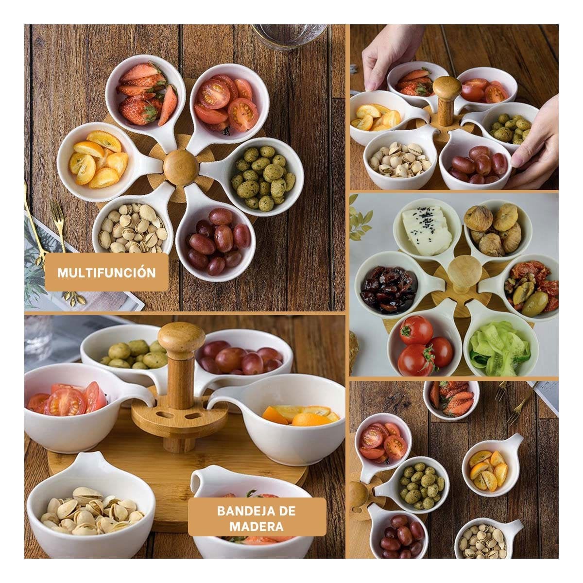 BANDEJA GIRATORIA DE 6 BOWLS PARA USO DIARIO Y REUNIONES EN HOGAR YPOST IT - 2