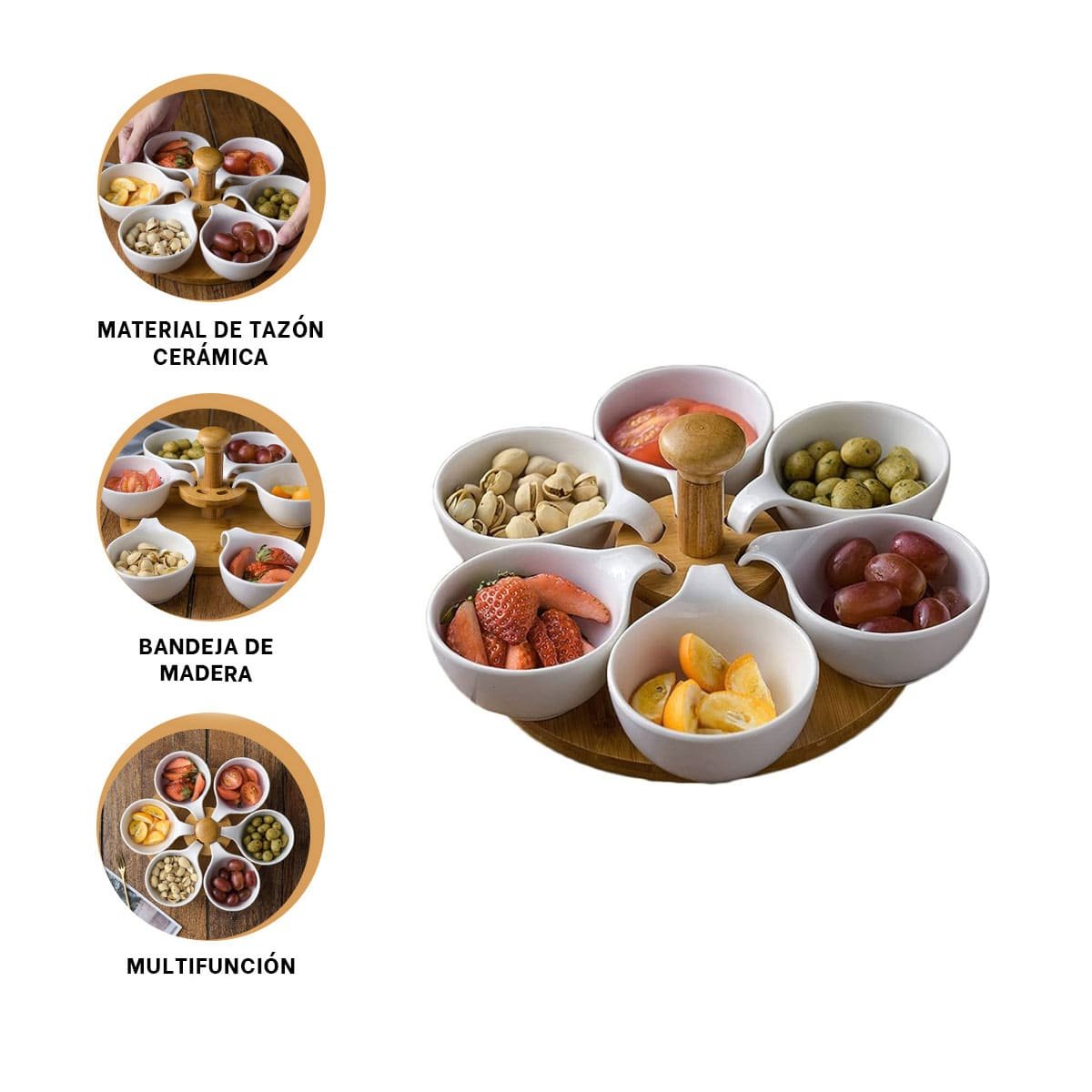 BANDEJA GIRATORIA DE 6 BOWLS PARA USO DIARIO Y REUNIONES EN HOGAR YPOST IT - 5