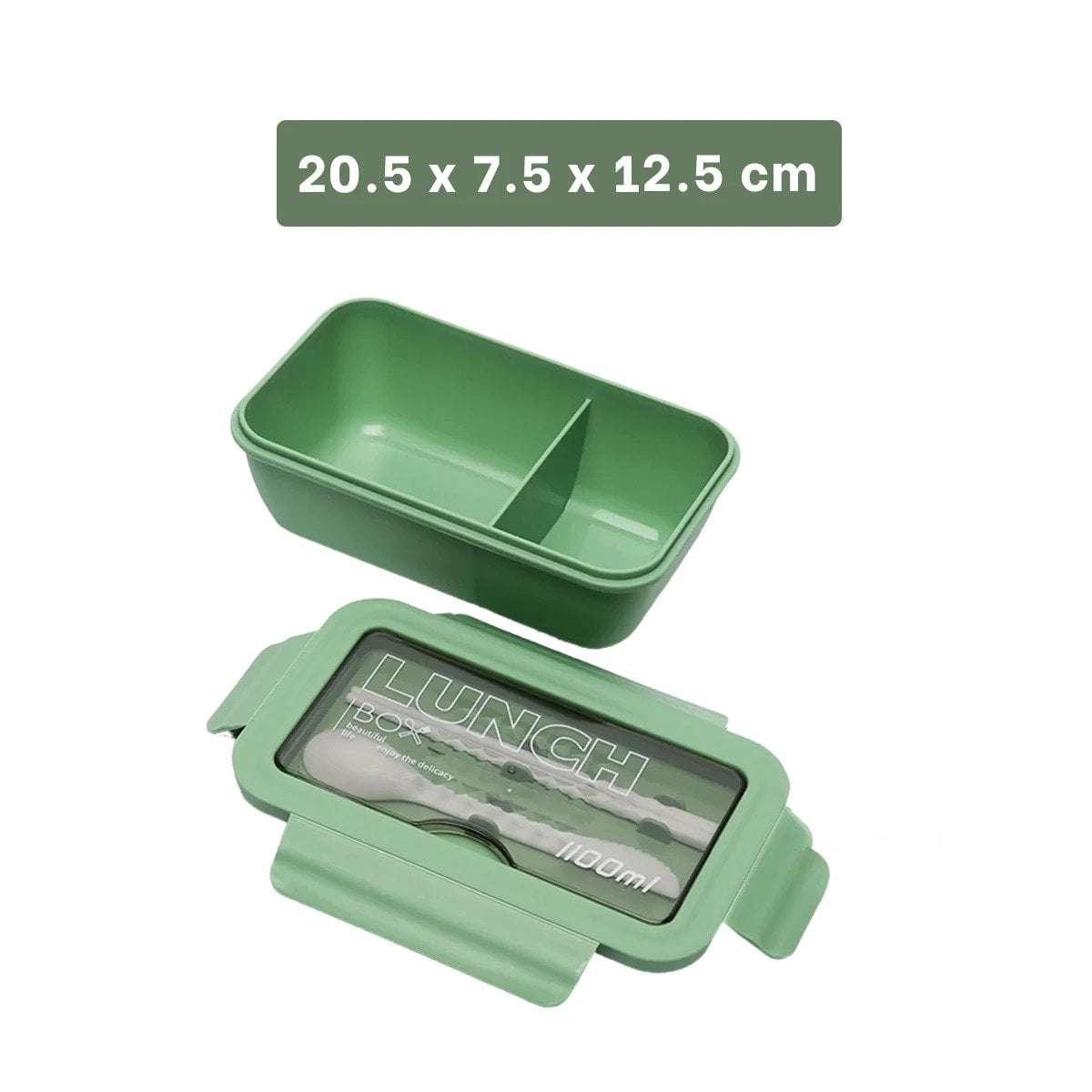 PACK2 LONCHERA EN VERDE 1100ML PENSADA PARA TRANSPORTE CON DIVISION DOBLE Y+PAPEL REGALO - 4