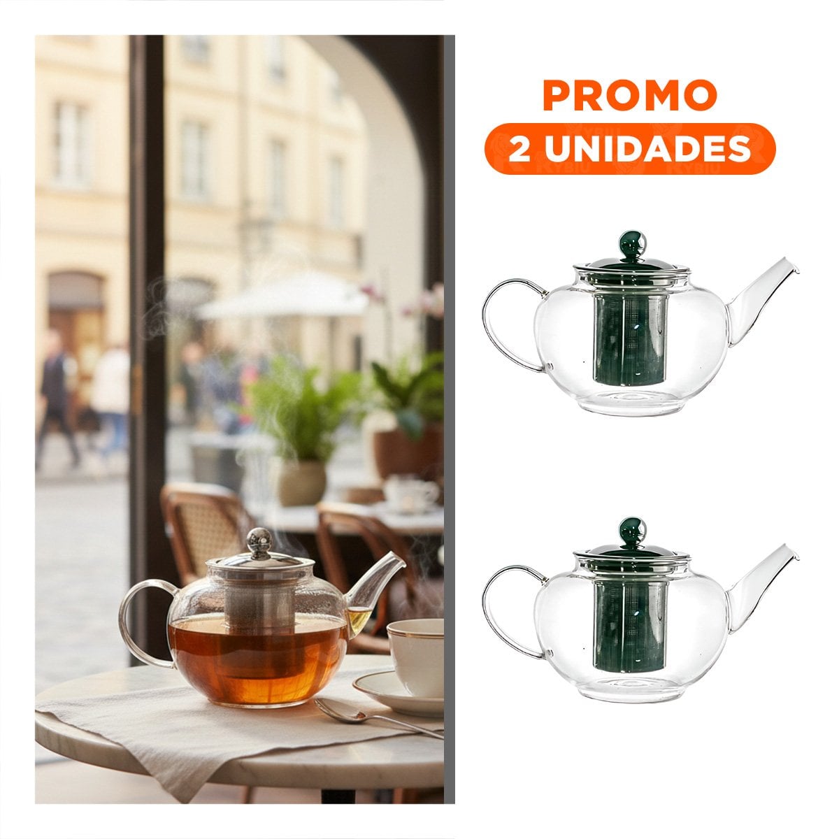 PACK2 JARRA DE COLOR TRANSPARENTE DE 800ML EN BOROSILICATO Y ACERO YREGALO STICKER - 1