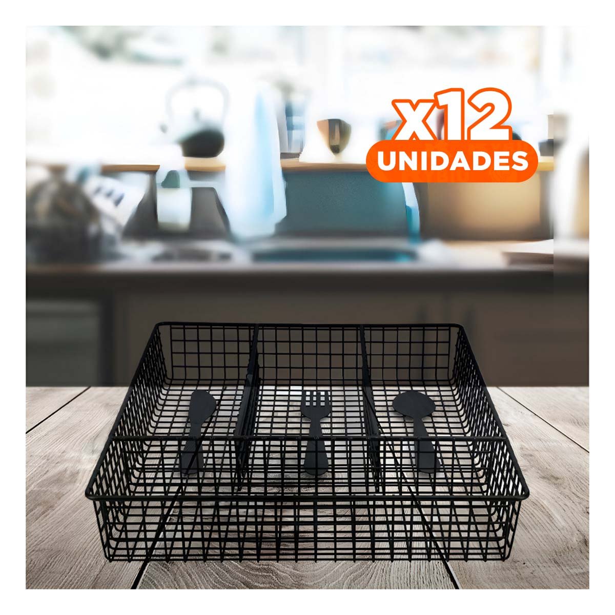 PACK12 ORGANIZADOR METAL NEGRO CON 4 ESPACIOS PARA AMBIENTES ORGANIZADOS Y+PAPEL REGALO - 1