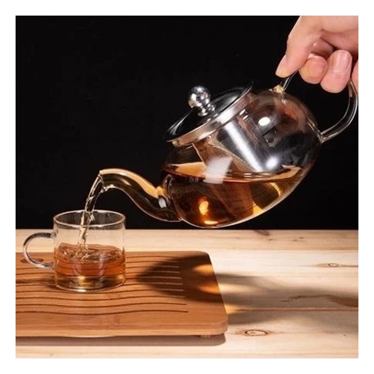 PACK6 INFUSOR 900ML TRANSPARENTE CON FORMA CIRCULAR EN BOROSILICATO Y ACERO YPAPEL REGALO - 2