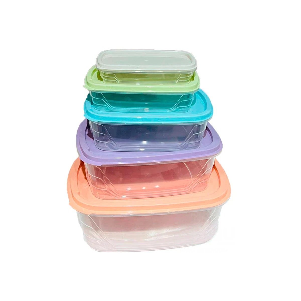 PACK4 TAPAS RECTANGULARES CON RECIPIENTES 5 PIEZAS EN COLORES PASTEL Y+PAPEL REGALO - 3