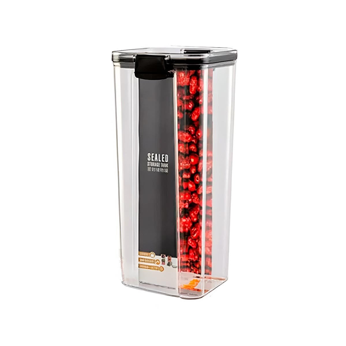 PACK12 FRASCO DE ACRILICO 24CM X 9CM X 9CM TAPA BORDE NEGRO 1800 ML Y+REGALO STICKER - 2