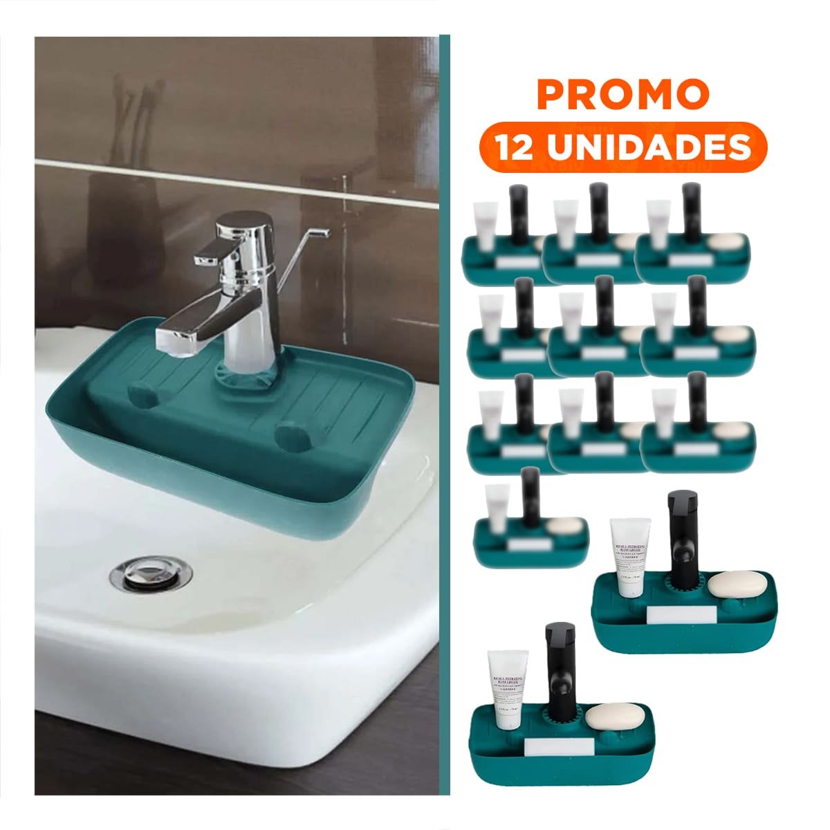 PACK12 BASE VERDE EN SILICONA PARA LAVADERO FUNCIONAL - 1