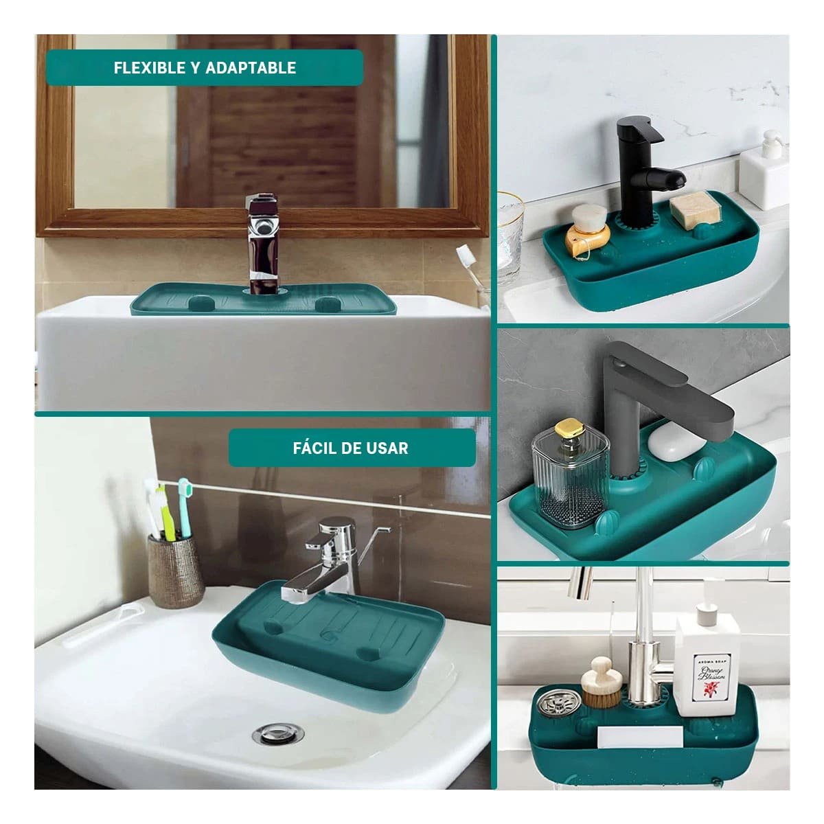ESCURRIDOR VERDE DE SILICONA PARA LAVADERO CON USO DIARIO PRACTICO Y+PAPEL REGALO - 3