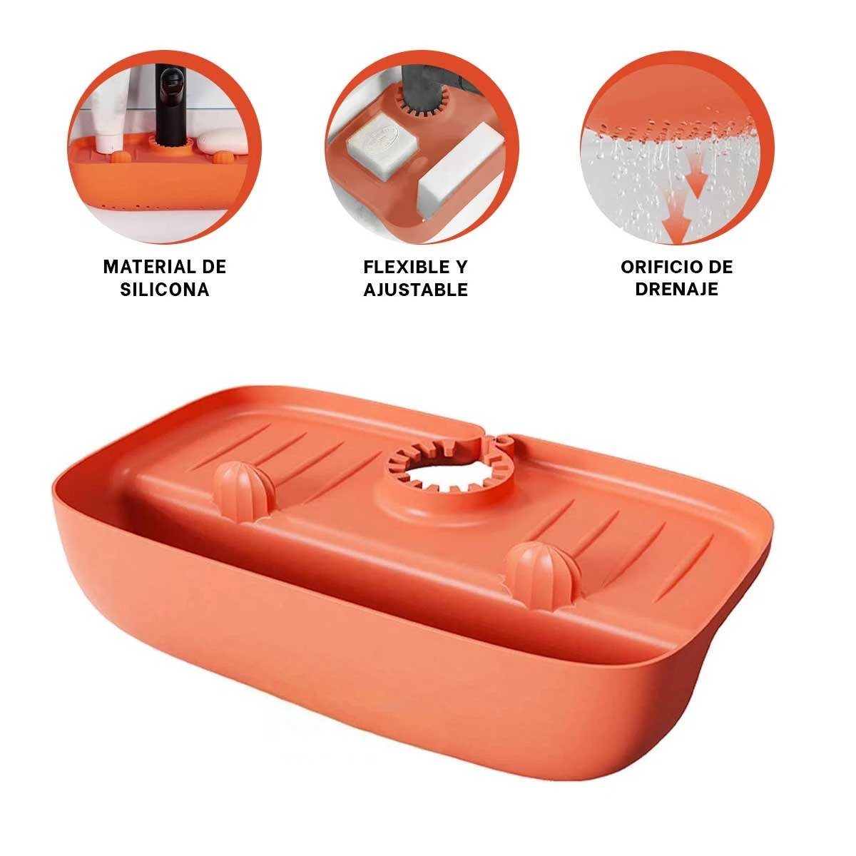 ESCURRIDOR ANARANJADO DE SILICONA PARA LAVADERO CON USO DIARIO PRACTICO Y+PAPEL REGALO - 5