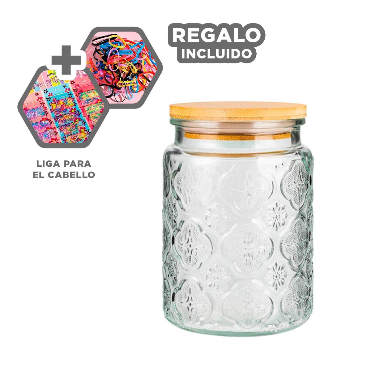 FRASCO DE VIDRIO CON TAPA QUE MANTIENE INGREDIENTES ORGANIZADOS YLIGAS REGALO - 2