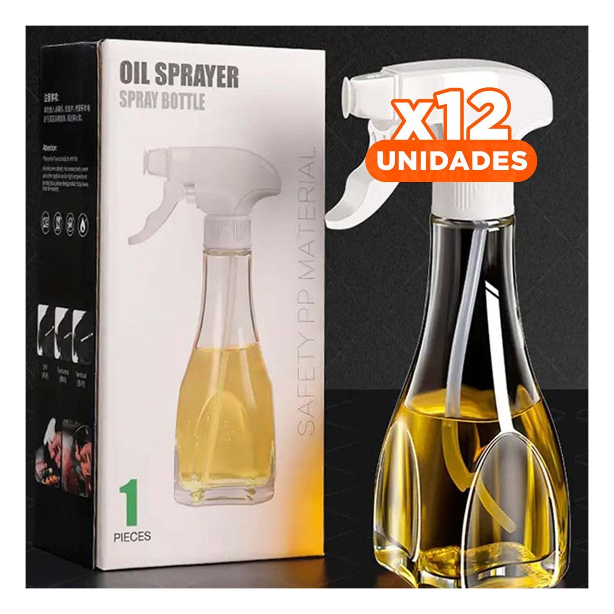 PACK12 CONTENEDOR DE ACEITE SPRAY 240ML BLANCO COMODO Y RESISTENTE PARA COCINA YPAPEL REGALO - 1