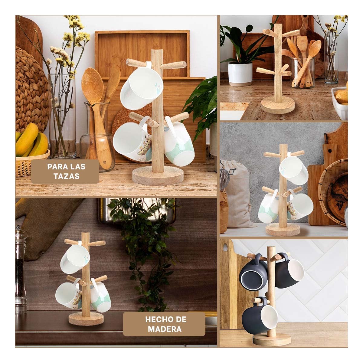 SOPORTE ELEGANTE PARA 6 TAZAS VERTICAL Y DECORACION DE COCINA YLIGAS REGALO - 1