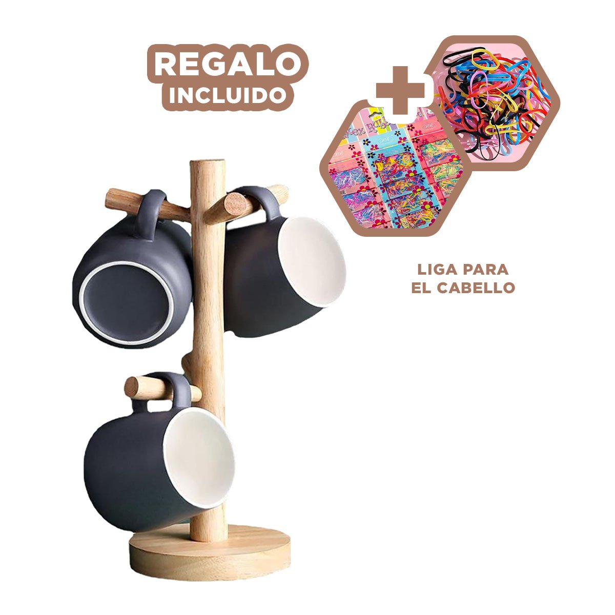 SOPORTE ELEGANTE PARA 6 TAZAS VERTICAL Y DECORACION DE COCINA YLIGAS REGALO - 2