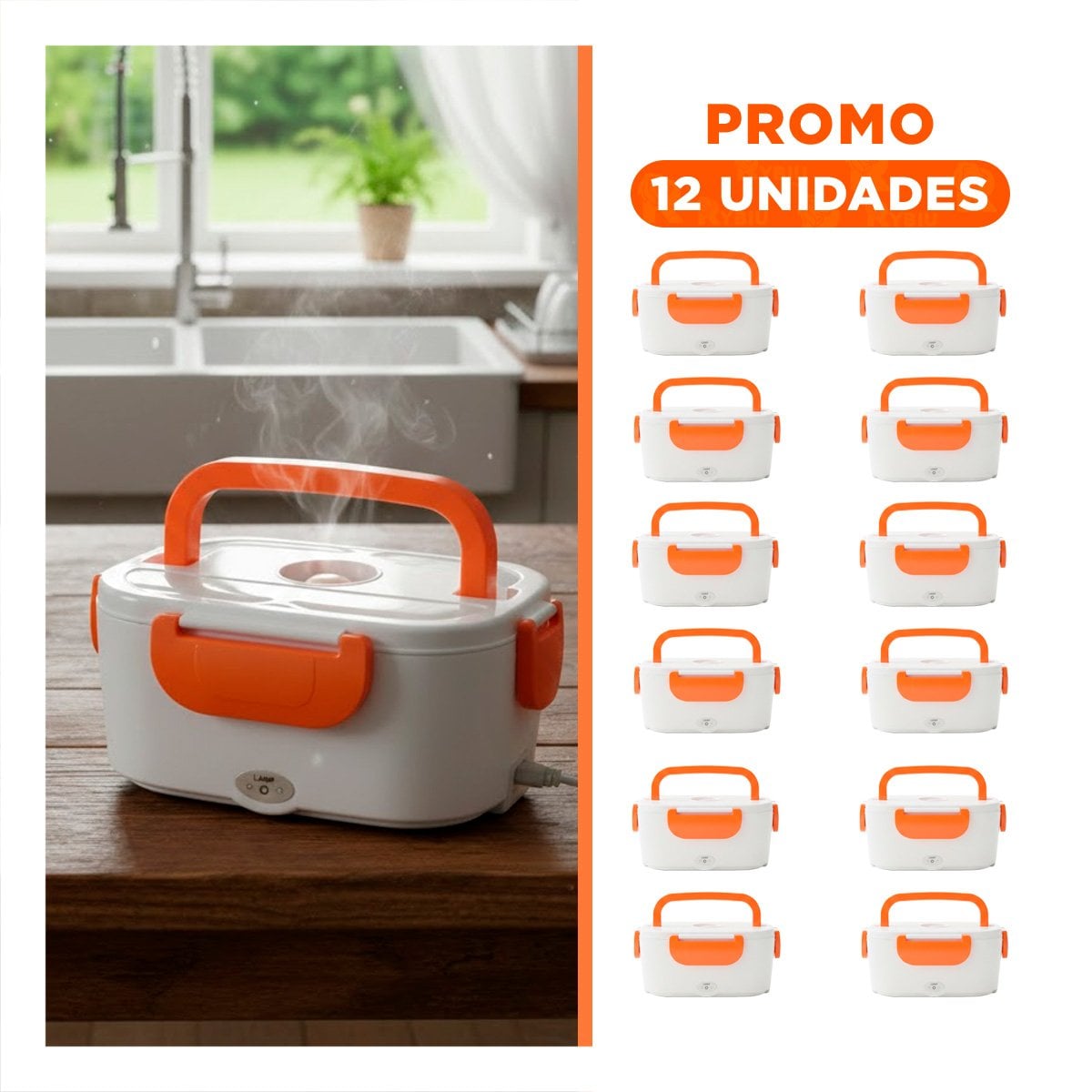 PACK12 UNIDAD MULTIFUNCIONAL QUE CONSERVA TEMPERATURA DE COMIDA DURANTE HORAS NARANJA - 1