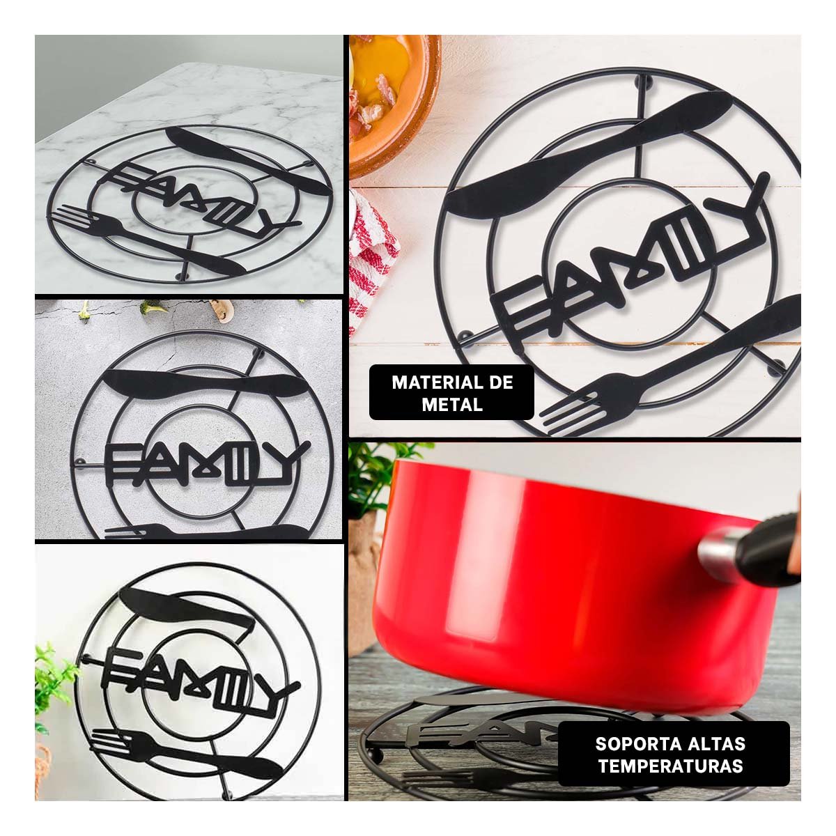 PACK4 BASE OLLAS METAL NEGRO APLICADA A COCINA DE LINEA CONTEMPORANEA Y+REGALO STICKER - 2