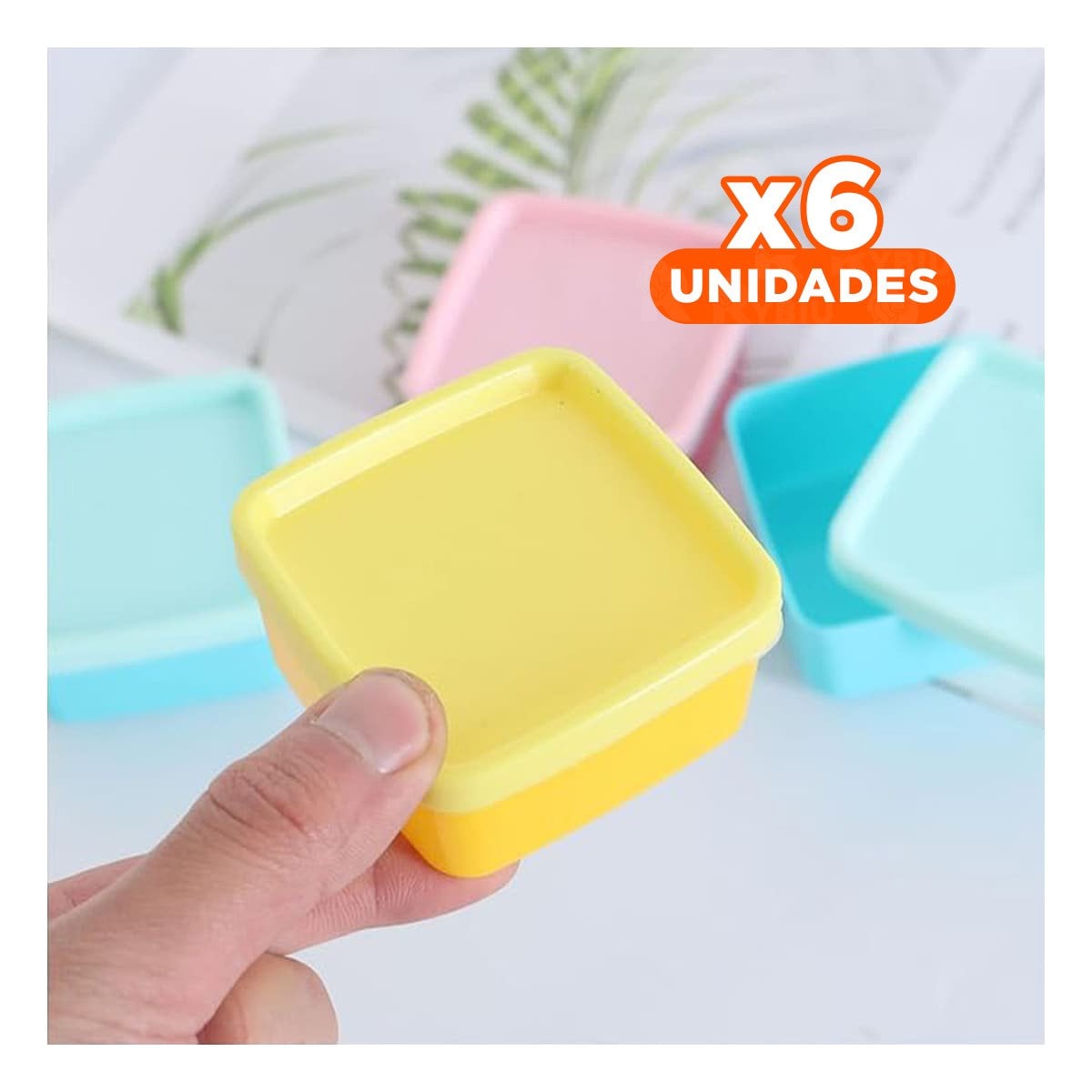 PACK6 CAJAS MINI 6 PIEZAS CON TAPAS MULTICOLOR 6X3,5CM PARA GUARDAR ALIMENTOS - 1