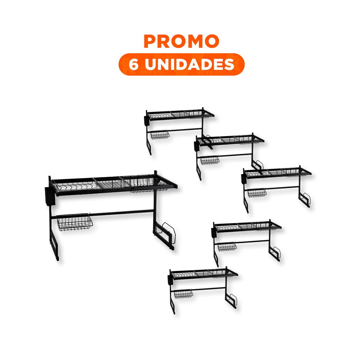PACK6 SOPORTE DE MENAJE NEGRO 85CM PARA ORGANIZAR PLATOS EN COCINA Y+REGALO STICKER - 1
