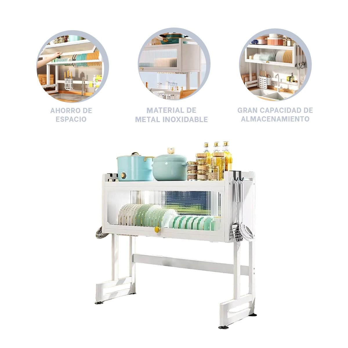 ESCURRIDOR ELEGANTE 85CM COCINA DOBLE NIVEL CON BASE RESISTENTE BLANCO YPOST IT - 5